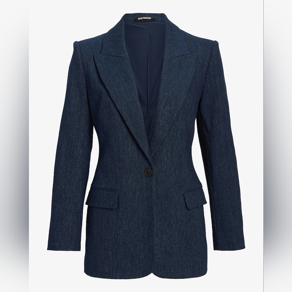 NWT Editor One Button Blazer - heathered blue
